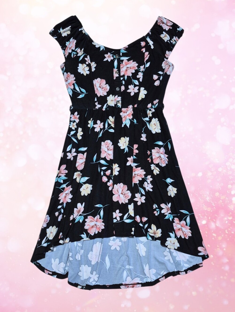 No Boundaries Black Floral High-Low Dress